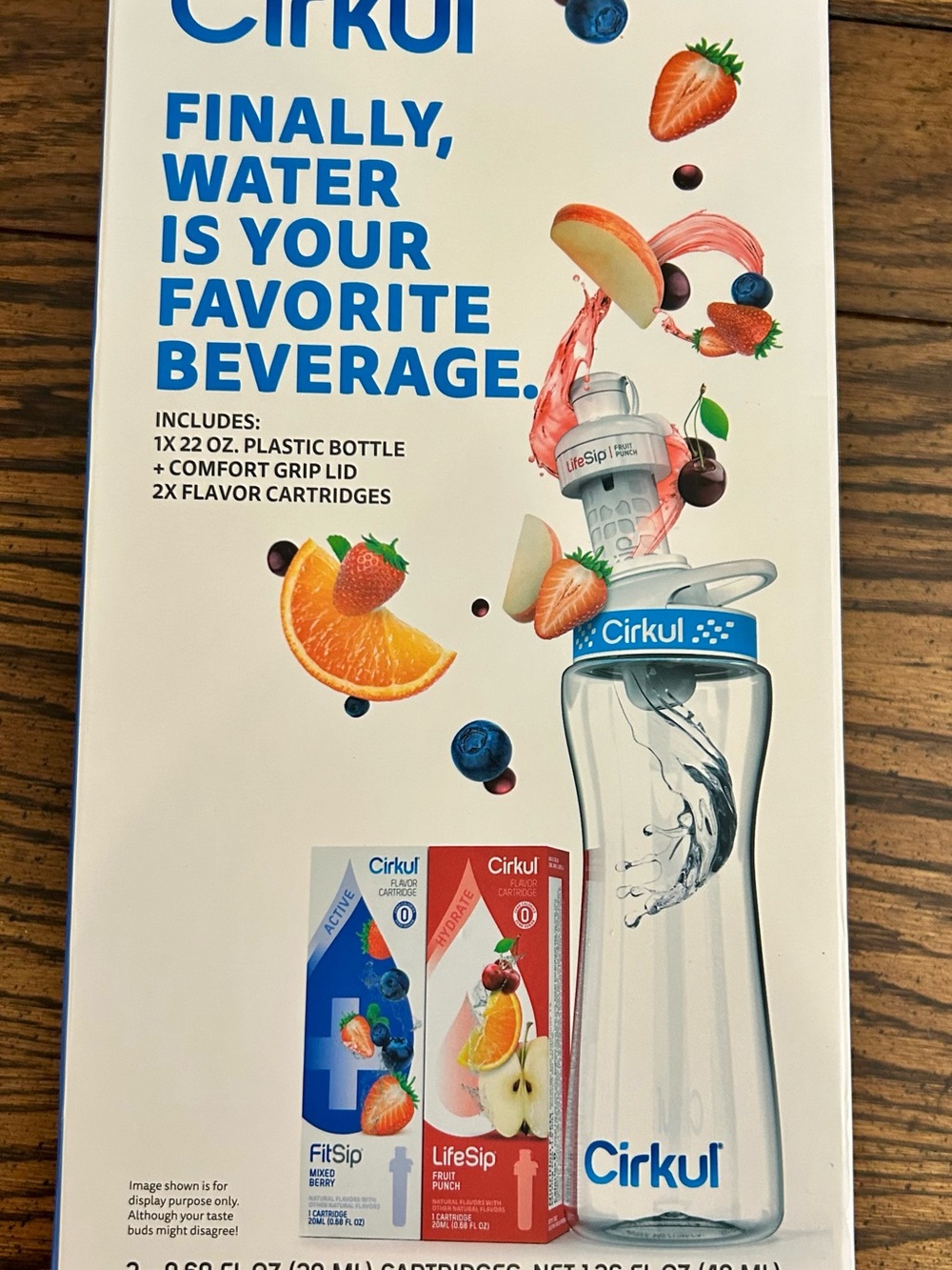 Cirkul Flavor Plastic Water Bottle with Blue Accent - Clear Hydration Bottle